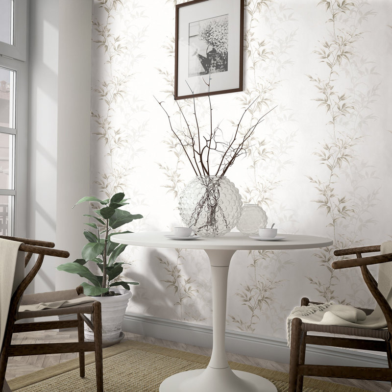Ninti Industrial Effects Floral Leaf Stem Wallpaper Roll 10.05m x 53cm, Brown