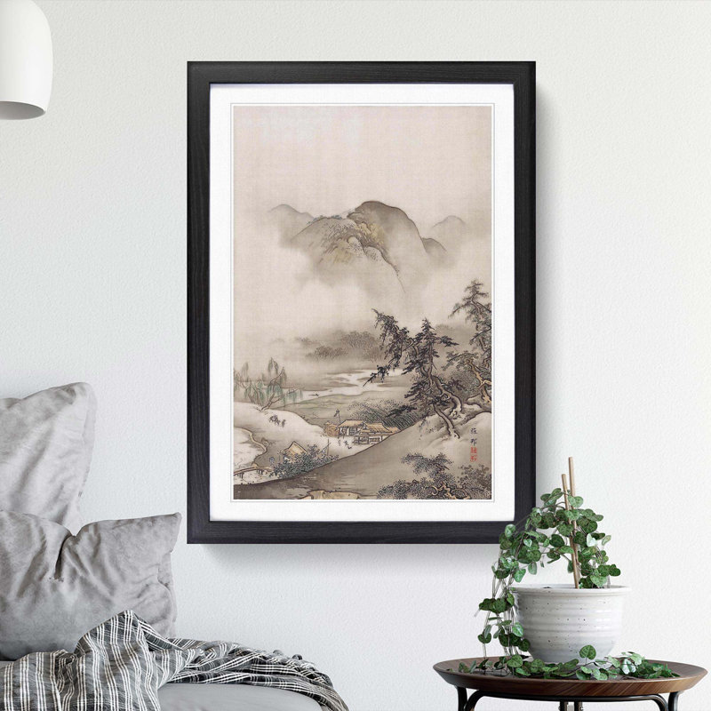 Landscape by Hashimoto Gaho - Picture Frame Painting Print, 87cm H x 62cm W x 2cm D, Black Framed