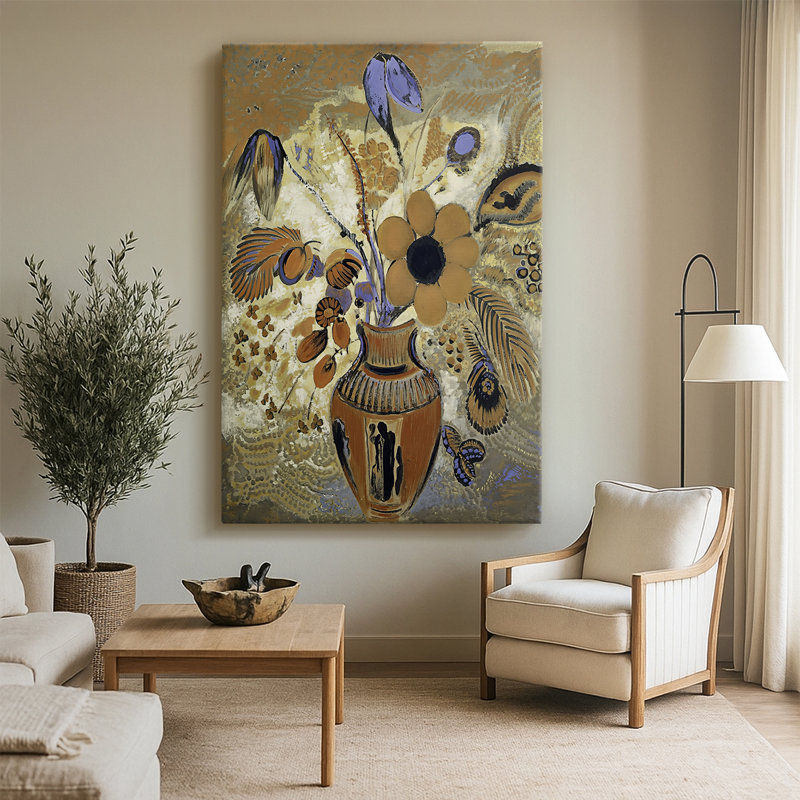 Vase étrusque avec fleurs - toile tendue par Odilon Redon, 40 po x 60 po