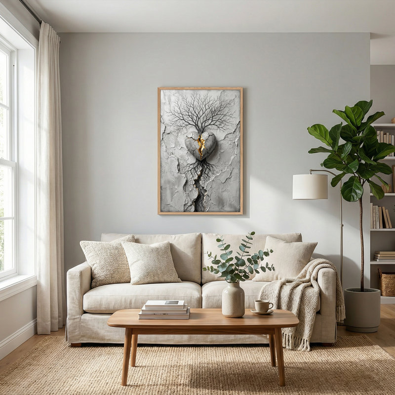 «Heart Tree», reproduction d'art sur toile, ensemble de 1, Naturel, 48"H x 36"W