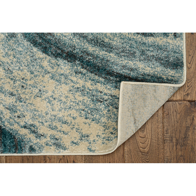 Tapis bleu sarcelle Charlee, Rectangle 6 pi 7 po x 9 pi 6 po
