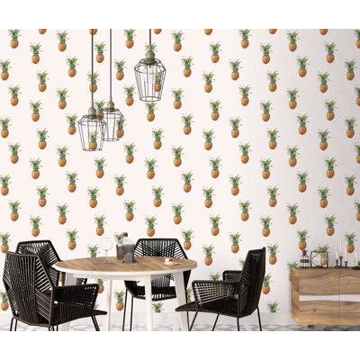 Vindas Pineapple Motif 10m X 53cm Wallpaper Roll