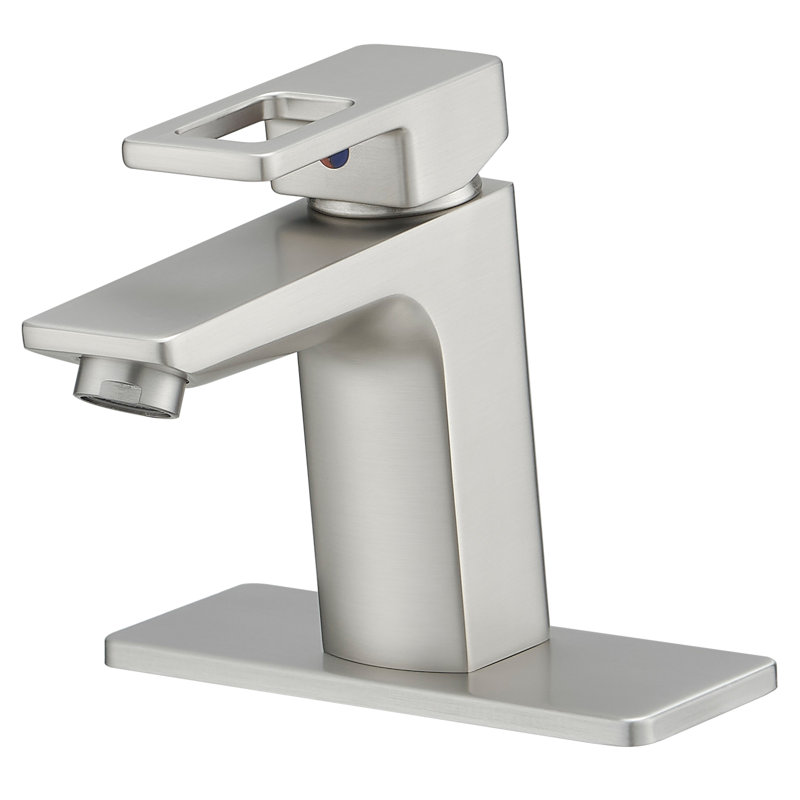 Robinet pour salle de bain à poignée simple et nickel brossé