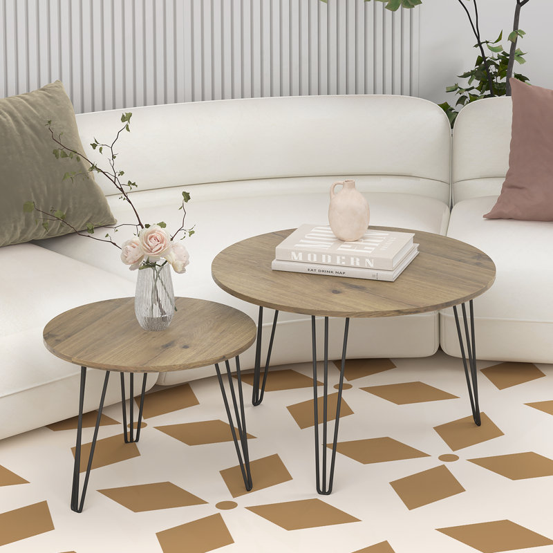 Ensemble de 2 tables basses gigognes rondes 27,56 po