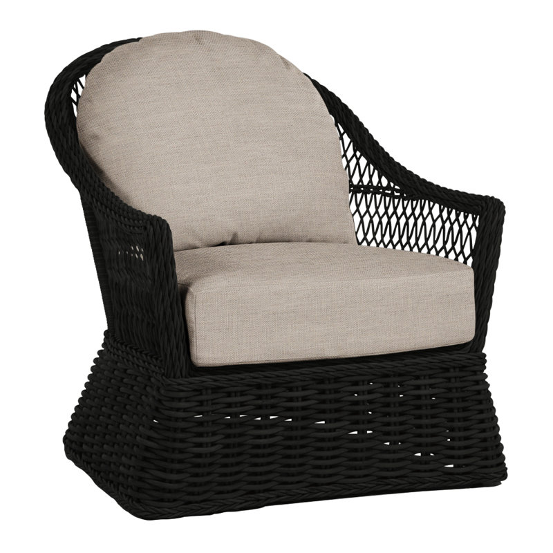 Soho Patio Chair with Cushions, Dove Sunbrella® Linen, No Welt, Black