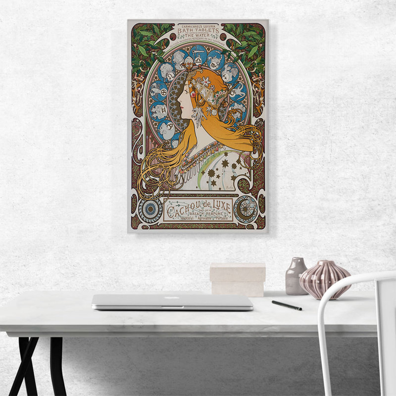 «La Plume Zodiac 1896» par Alphonse Mucha, reproduction d'art sur toile tendue, H 26 po x l 18 po x 1,5 po