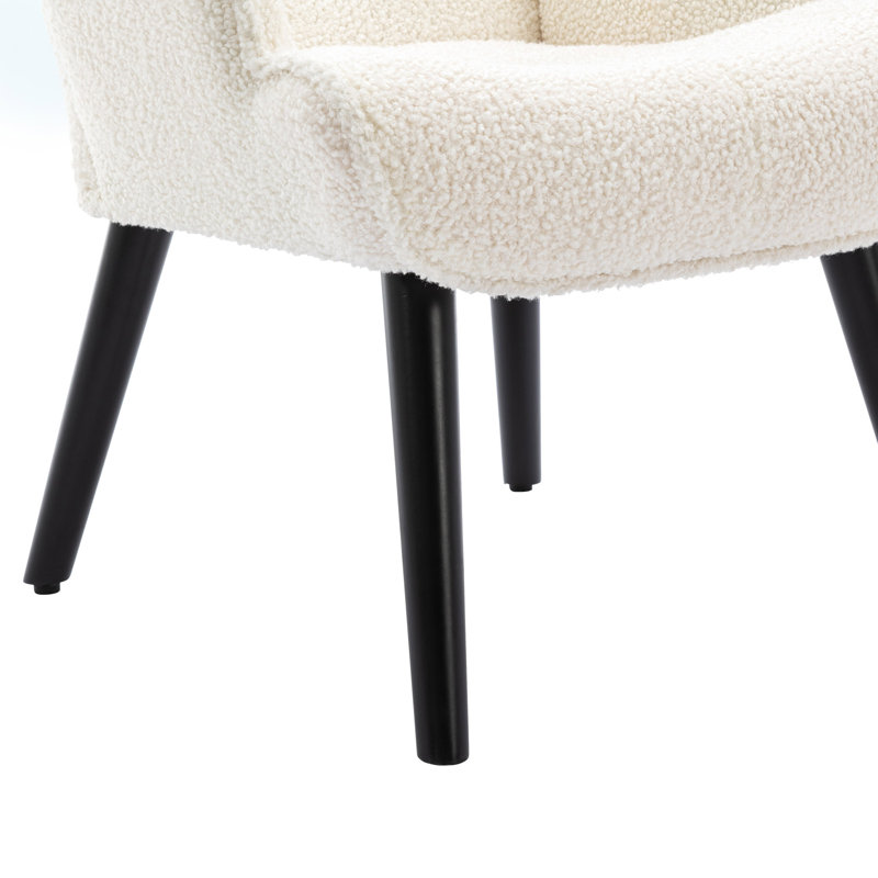 Fauteuil capitonné large de 29,87 po Kylamarie, Ourson blanc