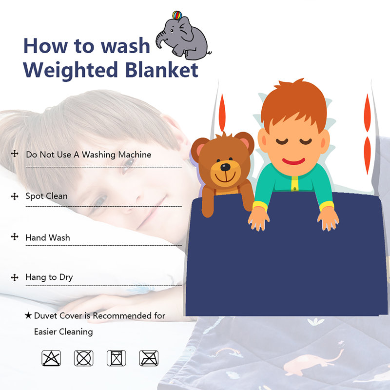 Blue Twin Kids Weighted Blanket with Animal Patterns