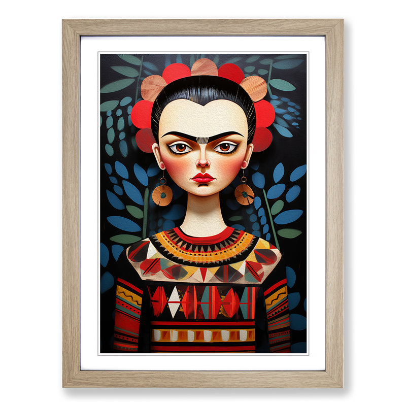 Frida Kahlo Constructivism - Framed Print, Oak, 34cm H x 25cm W x 2cm D
