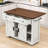 54" Farmhouse Kitchen Island with Drop Leaf, Power Outlet, 3 Drawers, Spice Rack& Wheels-1071106093