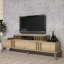 Meuble télé 66,1 po x 15,4 po x 15,0 po Modern Oak | 100% panneau de particules enduit de mélamine, épaisseur: 0,7 pouce | Design scandinave, robuste et élégant, parfait pour le salon ou l'espace de divertissement-1325944267