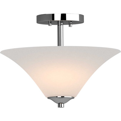 Alesia 2-Light Polished Nickel Indoor Semi-Flush Mount Ceiling Fixture with Frosted Glass Bowl