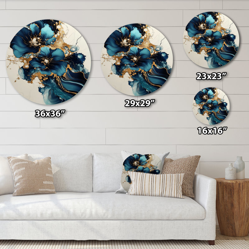 Munera - art mural moderne en métal bleu, H 29 po x l 29 po