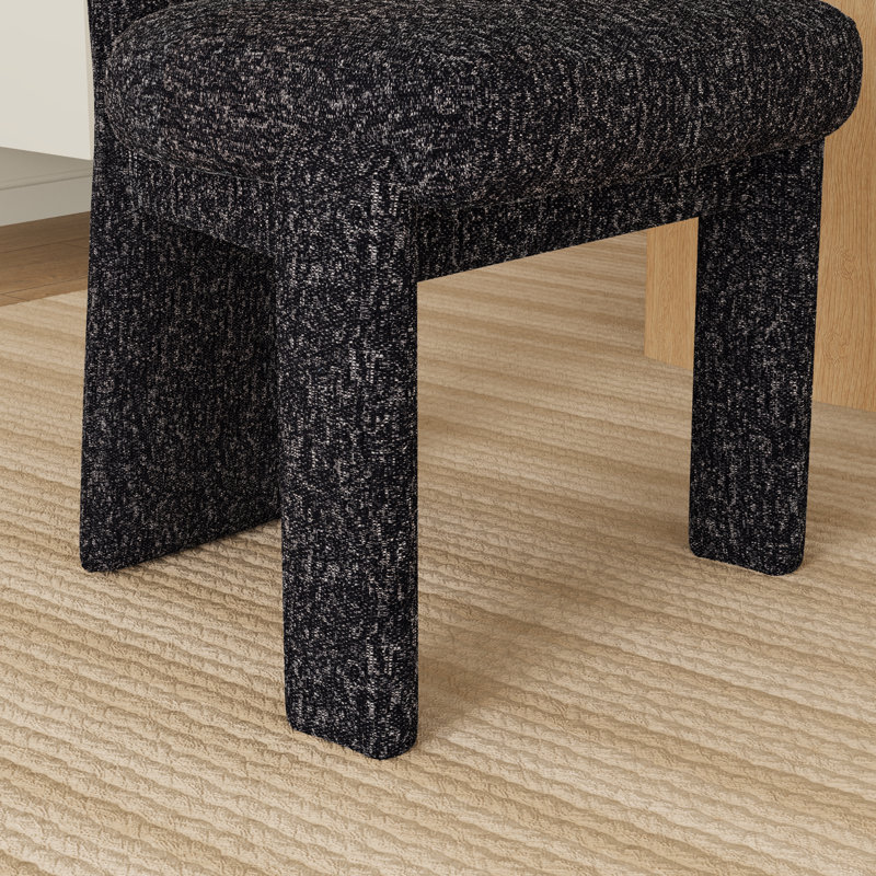 Chaises de salle à manger rembourrées - Dossier incurvé et structure en bois (ensemble de 2), Noir