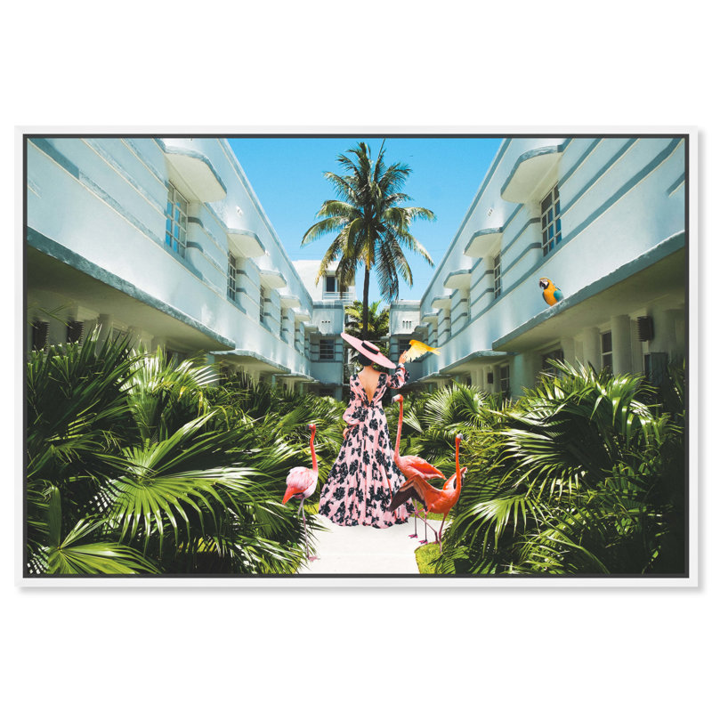 Miami déco - Photographie sur toile, H 24 po x l 36 po, Toile avec cadre blanc