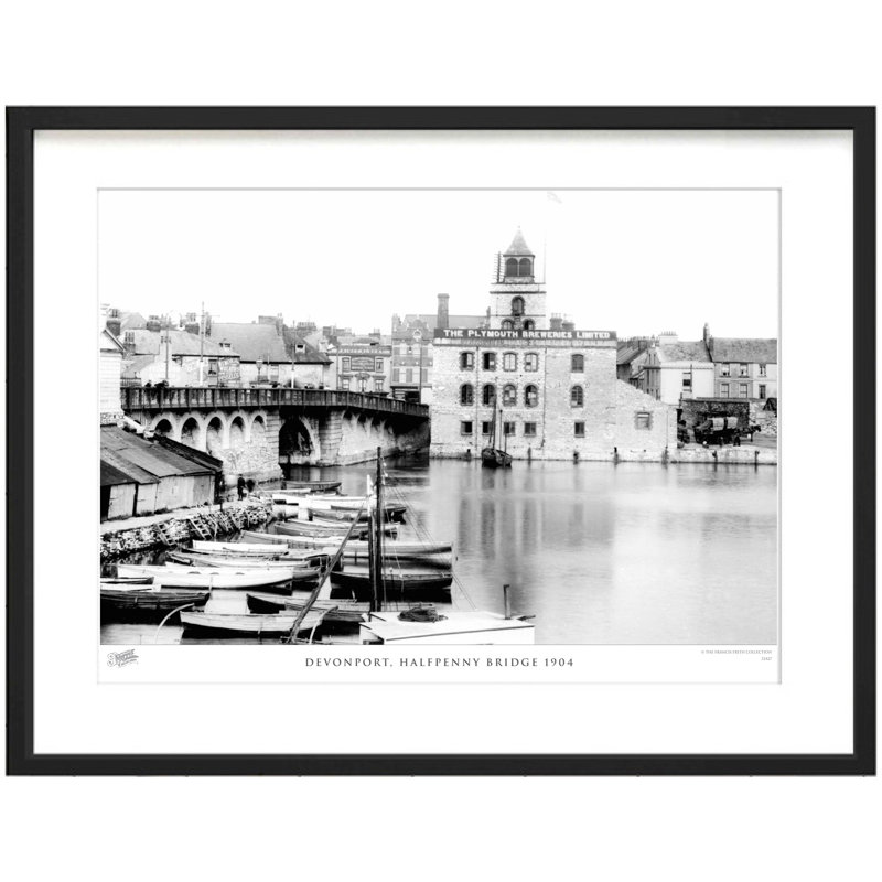 Devonport, Halfpenny Bridge 1904 - Single Picture Frame Print, 60cm H x 80cm W x 2.3cm D