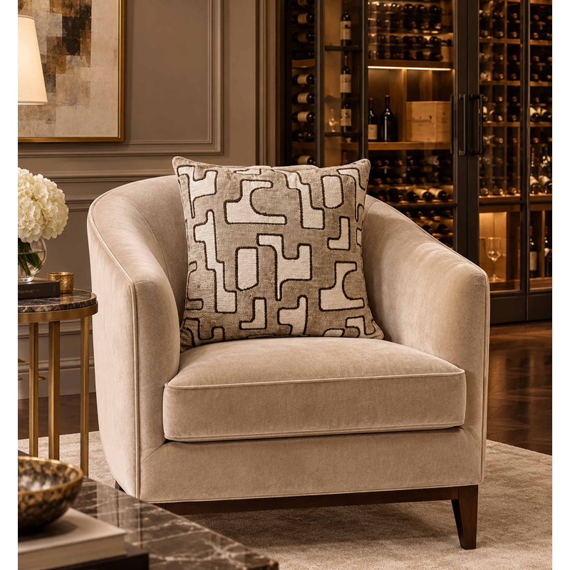 Coussin et insert en réversible beige sur chenille crème