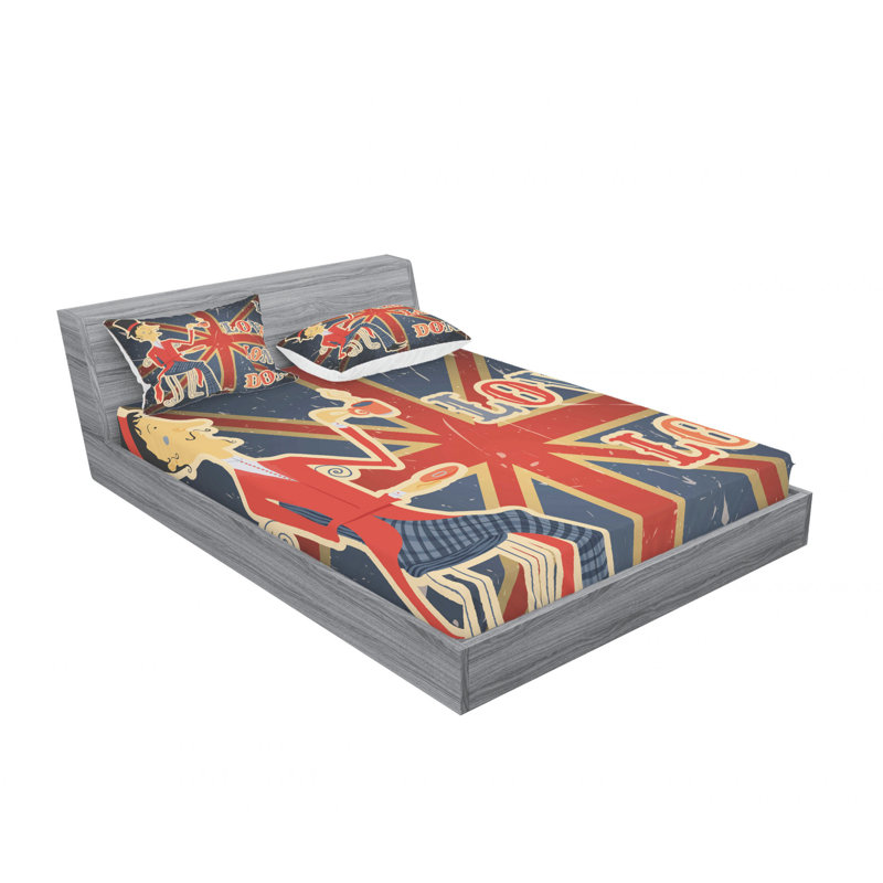 Ensemble de draps I Love London, Ensemble de draps pour lit double avec un drap-hou