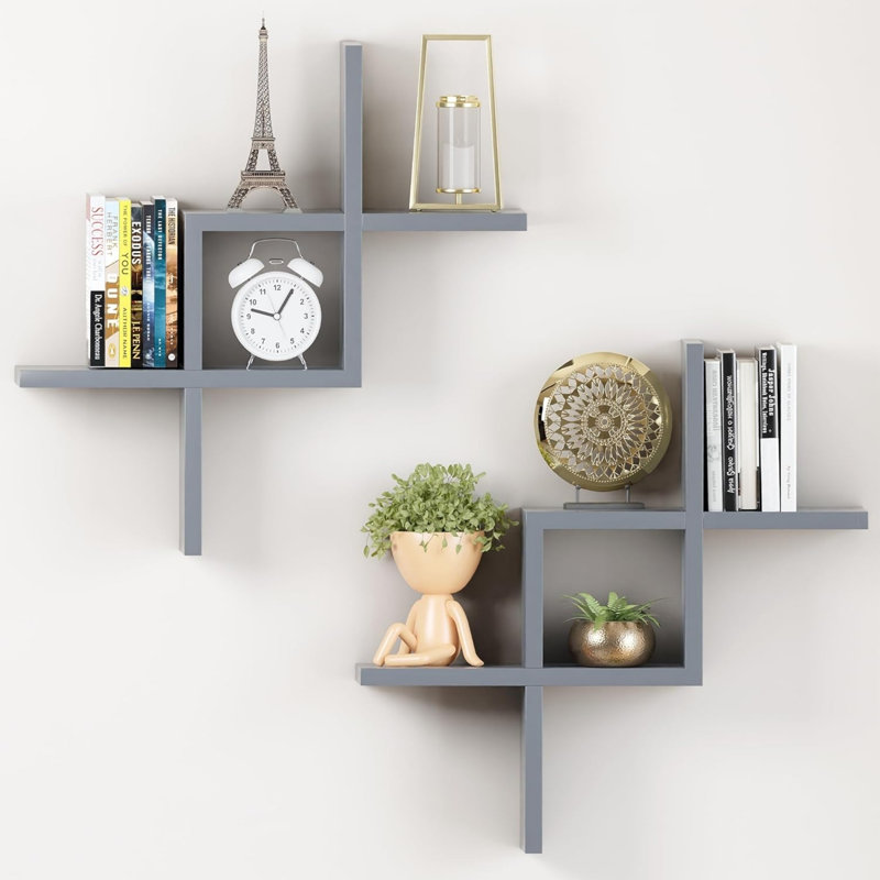 45cm W Solid Wood Wall Mounted Shelving Unit