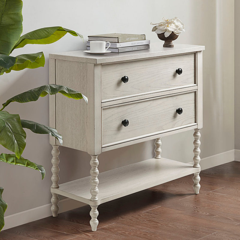 Commode d'appoint 2 tiroirs avec tablette, commode de chambre, Naturel