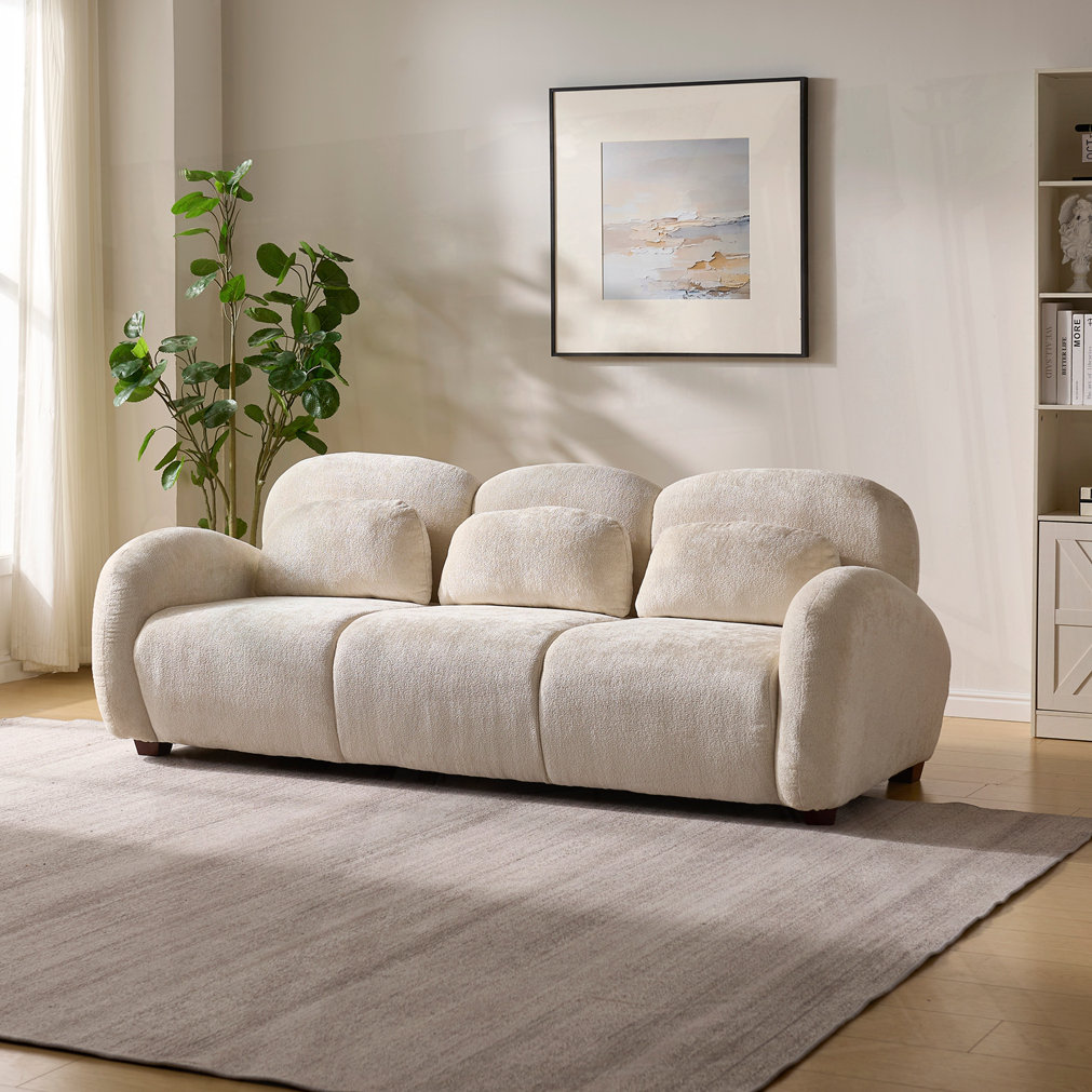 Wrought Studio™ Modern 3 Seater Boucle Sofa Upholstered Couch | Wayfair