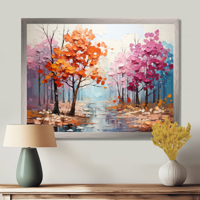 Orange Pink Neo Primal Forest Collage - Neo-Expressionism Wall Art