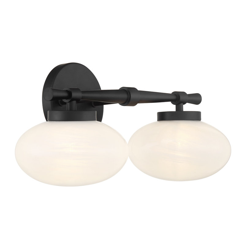 Barrow Bathroom Vanity Light, Matte Black, 2 Lights, 8" H x 17" W x 6.63" D