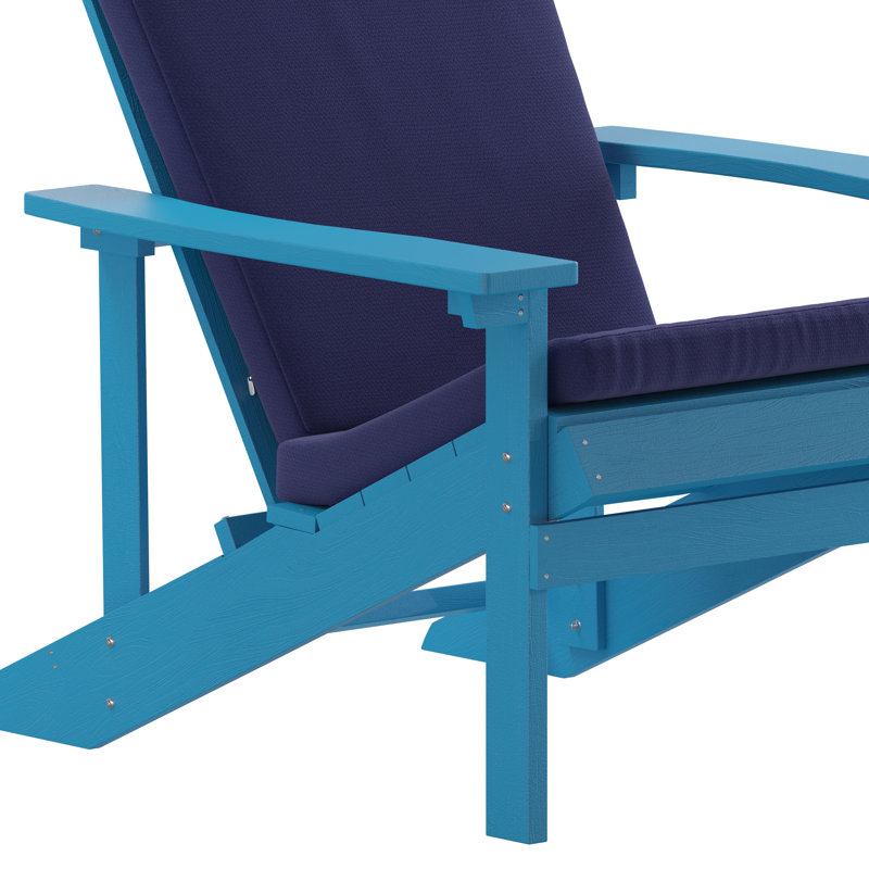 Chaises Adirondack en résine de polyester toutes saisons avec coussins Rangins, Bleu