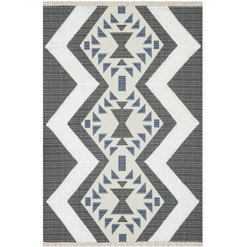 Tapis intérieur / extérieur rectangulaire en coton Iyleen, Rectangle 3 pi 11 po x 5 pi 11 po
