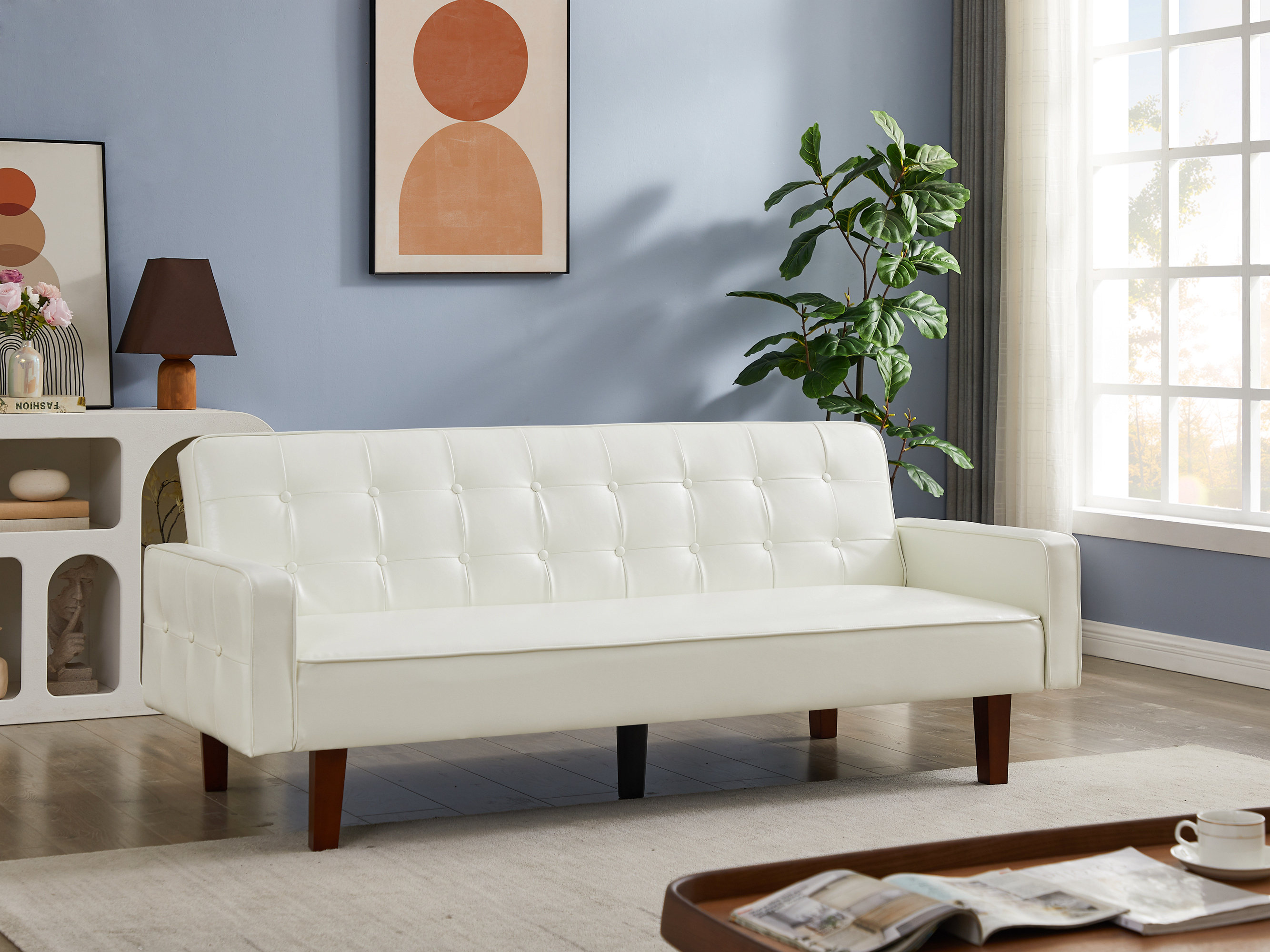 Ebern Designs Kasandra 74.4" Square Arm Sofa Bed | Wayfair