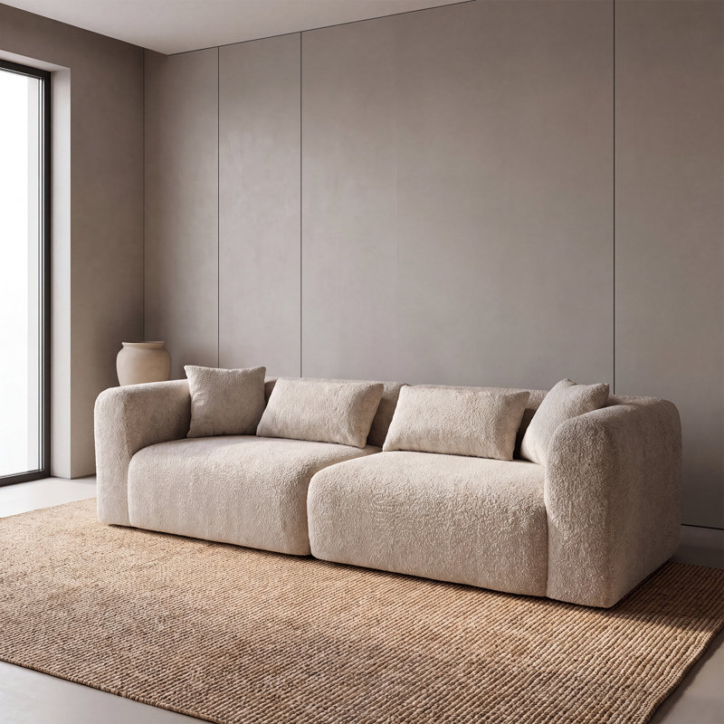 Canapé-lit sans ossature recouvert de chenille, canapé-lit profond, fauteuils de lecture, Beige