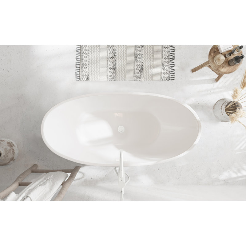 Labrusca 62'' x 28.3'' Soaking Fiberglass Bathtub, Polished White