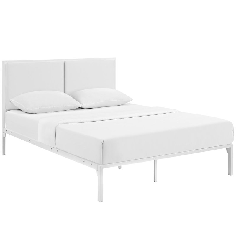 Modway Della Vinyl Bed in White, King