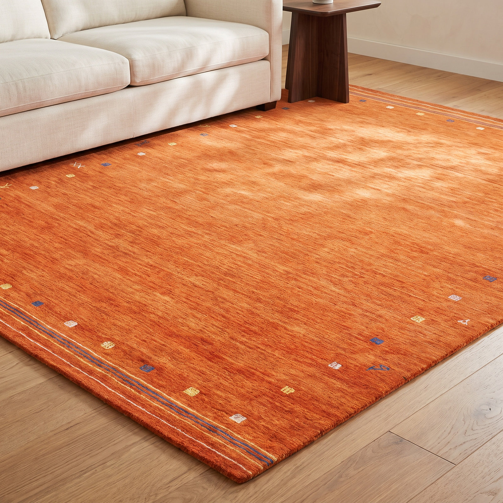 Danette Rust Hand-Loomed Wool Rug, Rectangle 10' x 14'