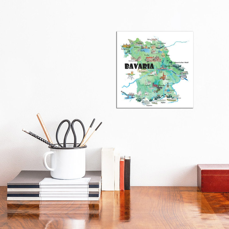 Bavaria, Germany Illustrated Travel Poster by Markus & Martina Bleichner - Wrapped Canvas Gallery-Wrapped Canvas Giclée