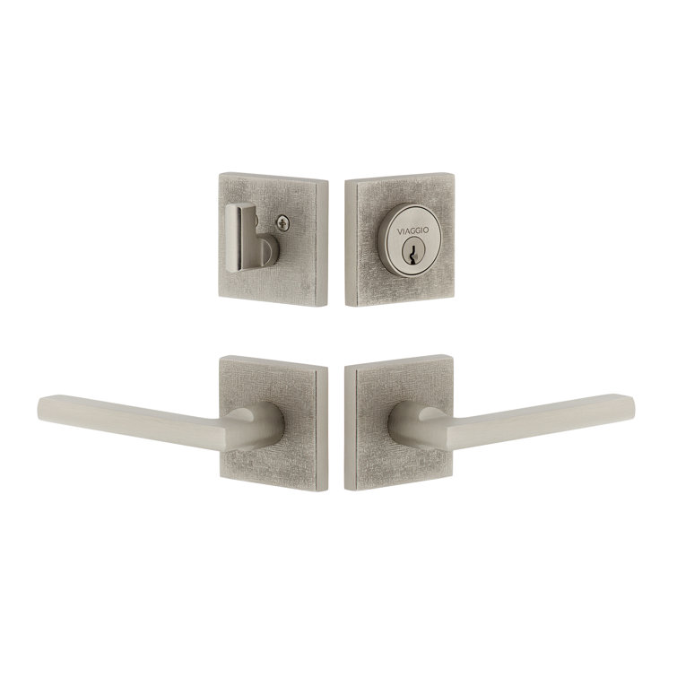 Viaggio Quadrato Linen Texture Rosette Complete Entry Set with Milano Lever