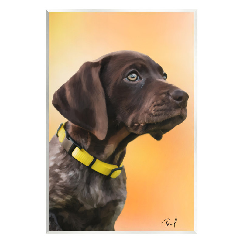 «Lab Puppy on Orange» par Renel Peters, H 19 po x l 13 po
