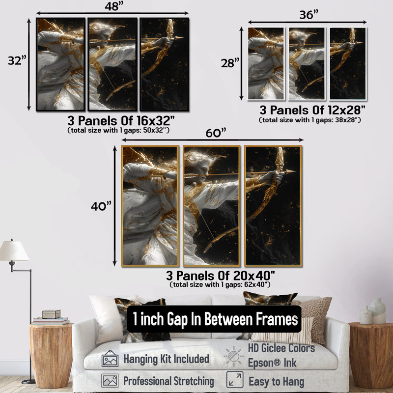 Ensemble de décorations murales Sagittaire doré, H 28 po x l 36 po, Black Floater Framed