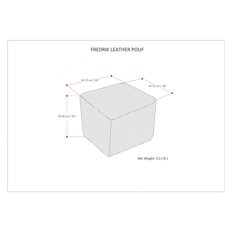 Fredrik - Pouf carré - Bleu foncé, Tissu gris foncé