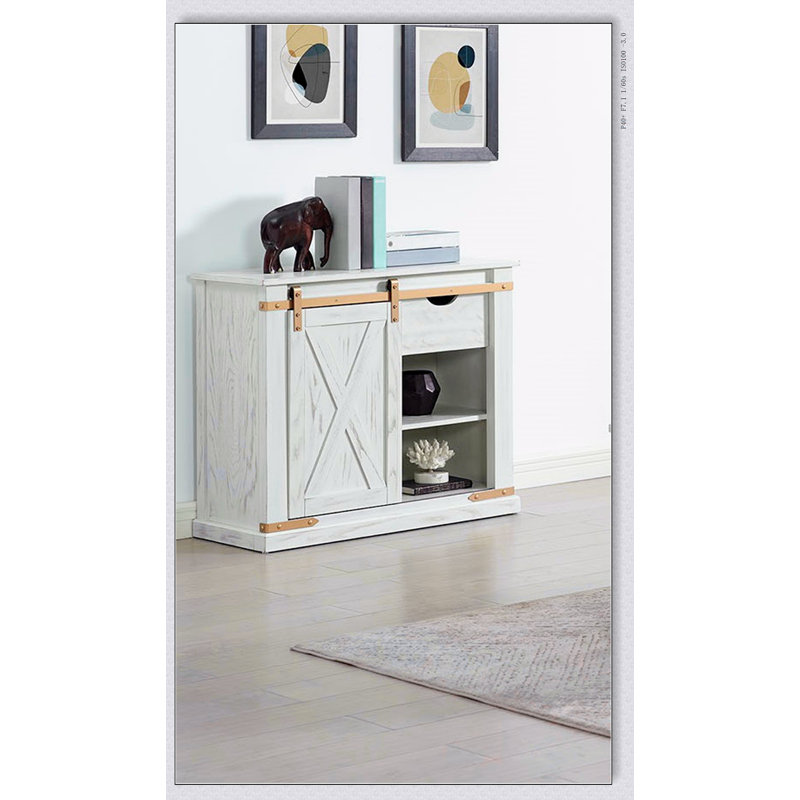 Table de canapé de style rustique blanc antique avec tiroirs, parfaite pour le salon et les petits espaces