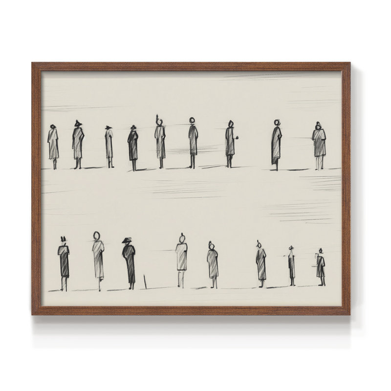 Croquis rétro - LVI - reproduction encadrée, H 11 po x l 14 po, Noyer
