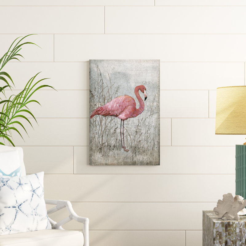 «American Flamingo I», peinture sur toile, H 30 po x l 20 po