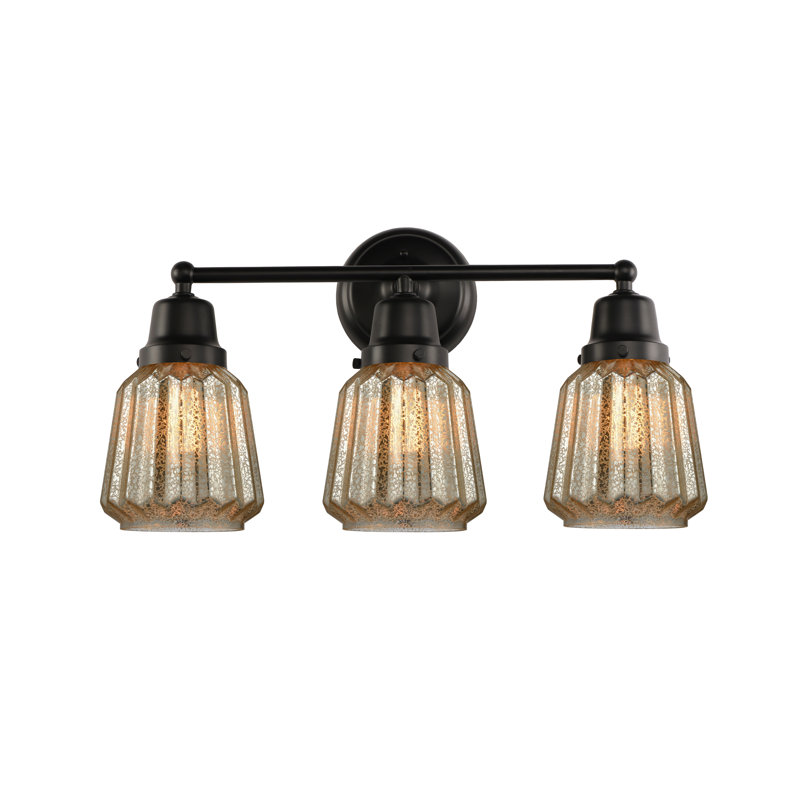 Caggiano 3 - Light Dimmable Vanity Light, Clear, Incandescent, Brushed Satin Nickel