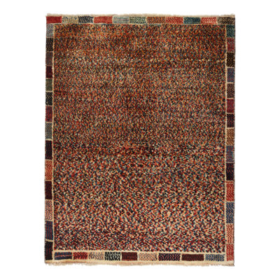 One-of-a-Kind Hand-Knotted 1960s 3'3" x 3'11" Wool Area Rug in Brown