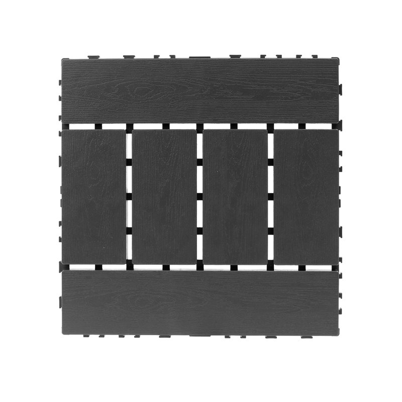 Carreaux de terrasse en plastique emboîtables (44 pièces), plancher de patio extérieur imperméable de 12 po x 12 po, carreaux de balcon faciles à installer pour le jardin, la piscine, la cour, le sentier, l'utilisation à l'intérieur, motif en H, gris foncé
