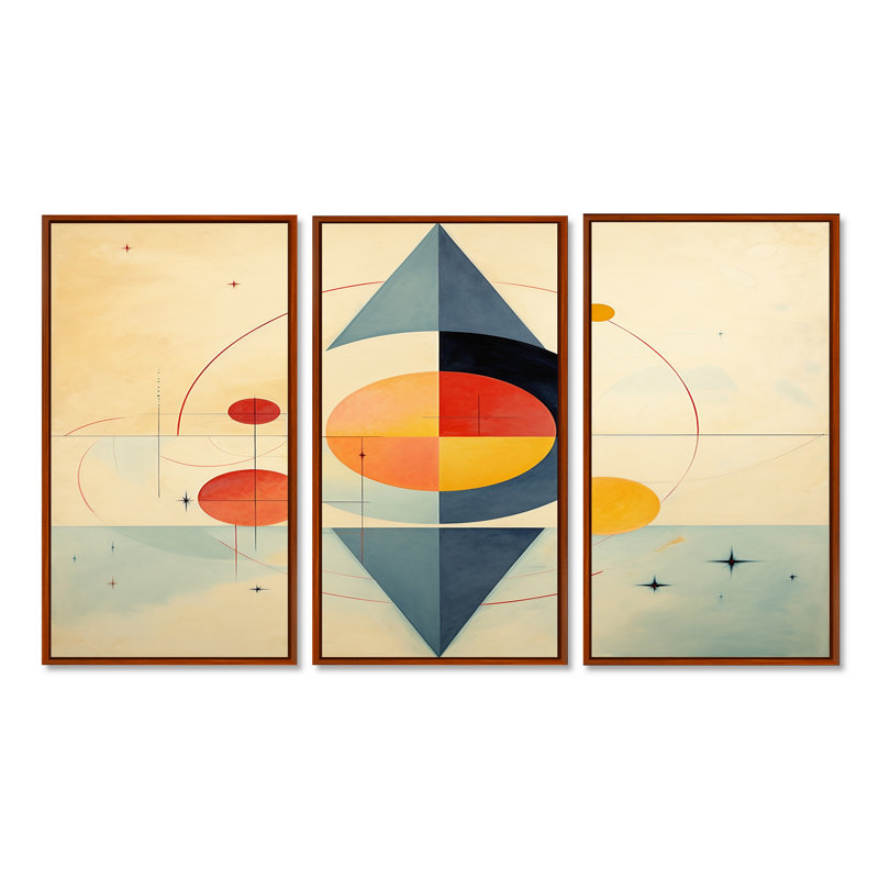 Brittani - ensemble d'art mural géométrique, Cadre flottant brun, H 28 po x l 36 po x P 1 po