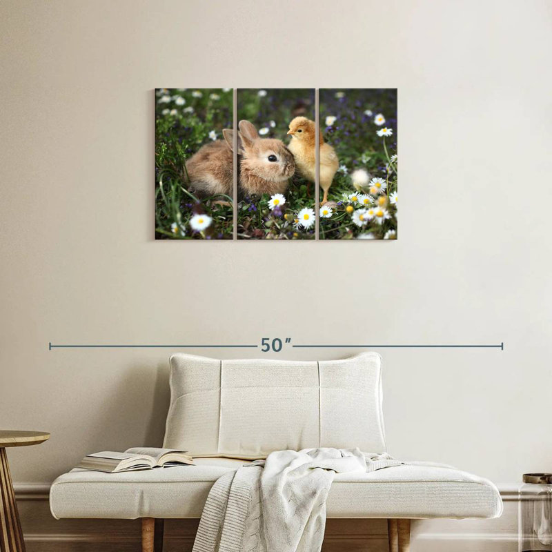 Cute Animals With Chamomile, 20" H x 33" W