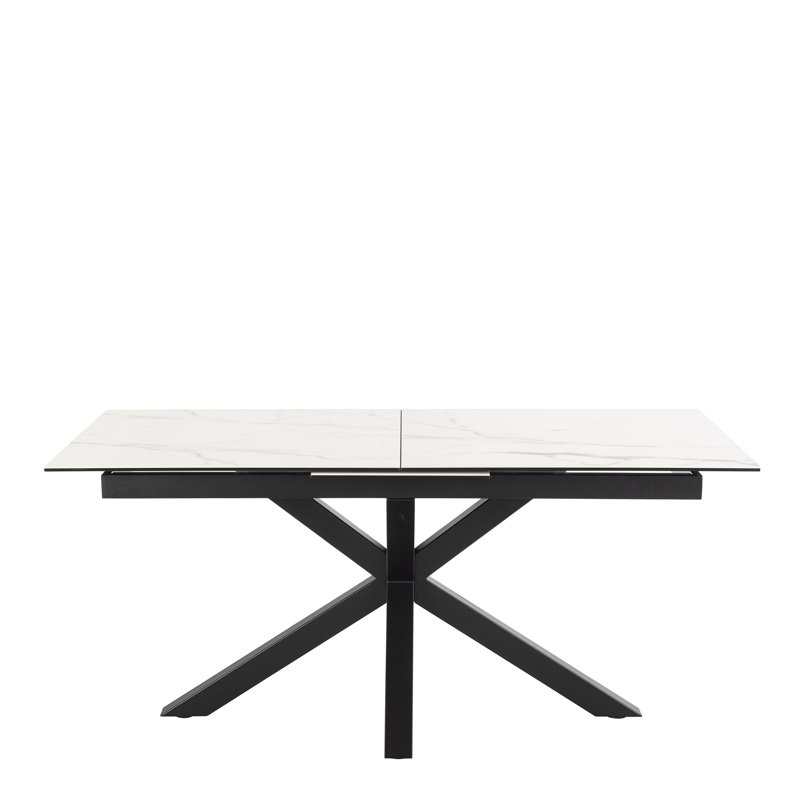 Harrisonburg Extendable Metal Base Dining Table, 76cm H x 90cm W x 210cm L, White