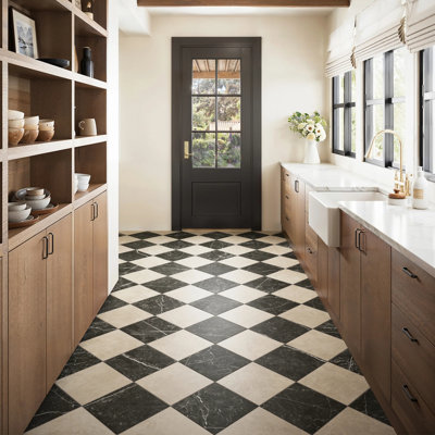 Italian Checkerboard 12" x 12" Porcelain Marble Look Floor And Wall Tile (23.24 Sq. Ft. / Case)