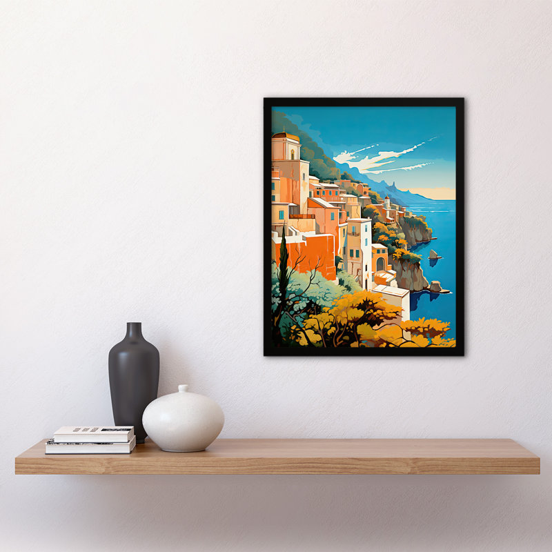 Amalfi Coast Cliffside Villages Azure Mediterranean Sea - Single Picture Frame Print